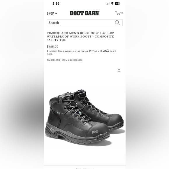 Timberland work books, men size 13 all black - Picture 2 of 6